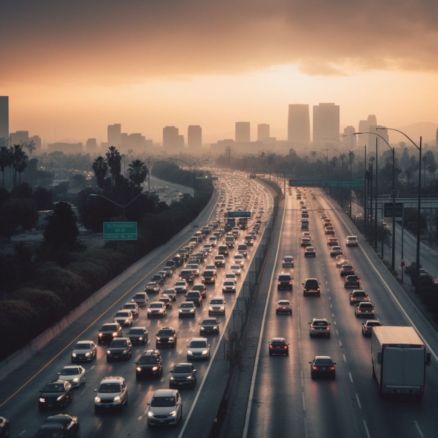a busy highway in southern California